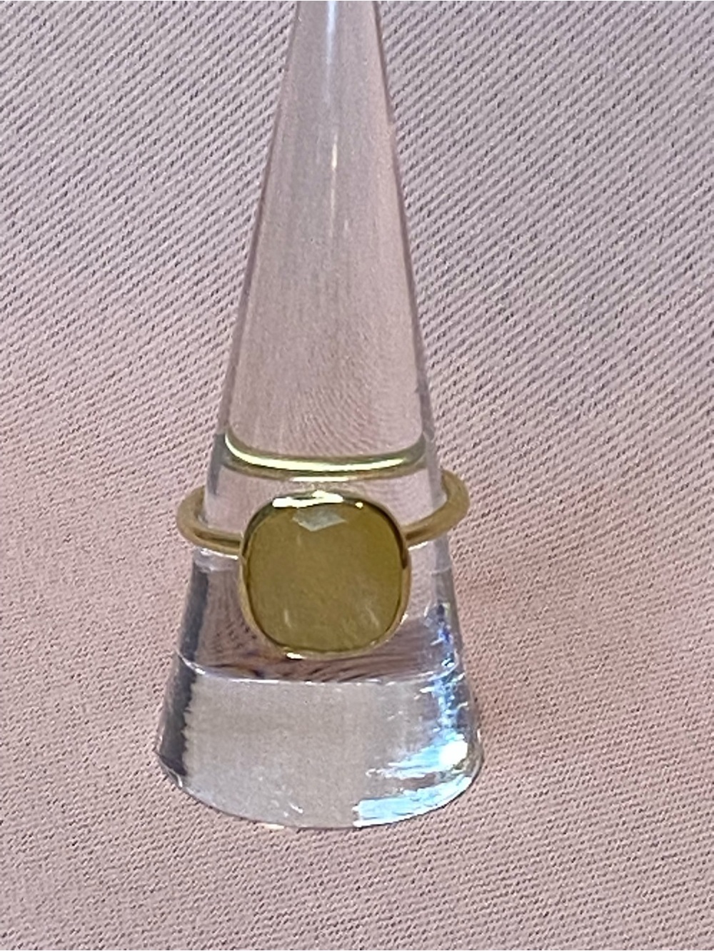 Sterling Gold Plate Natural Peach Stone Ring